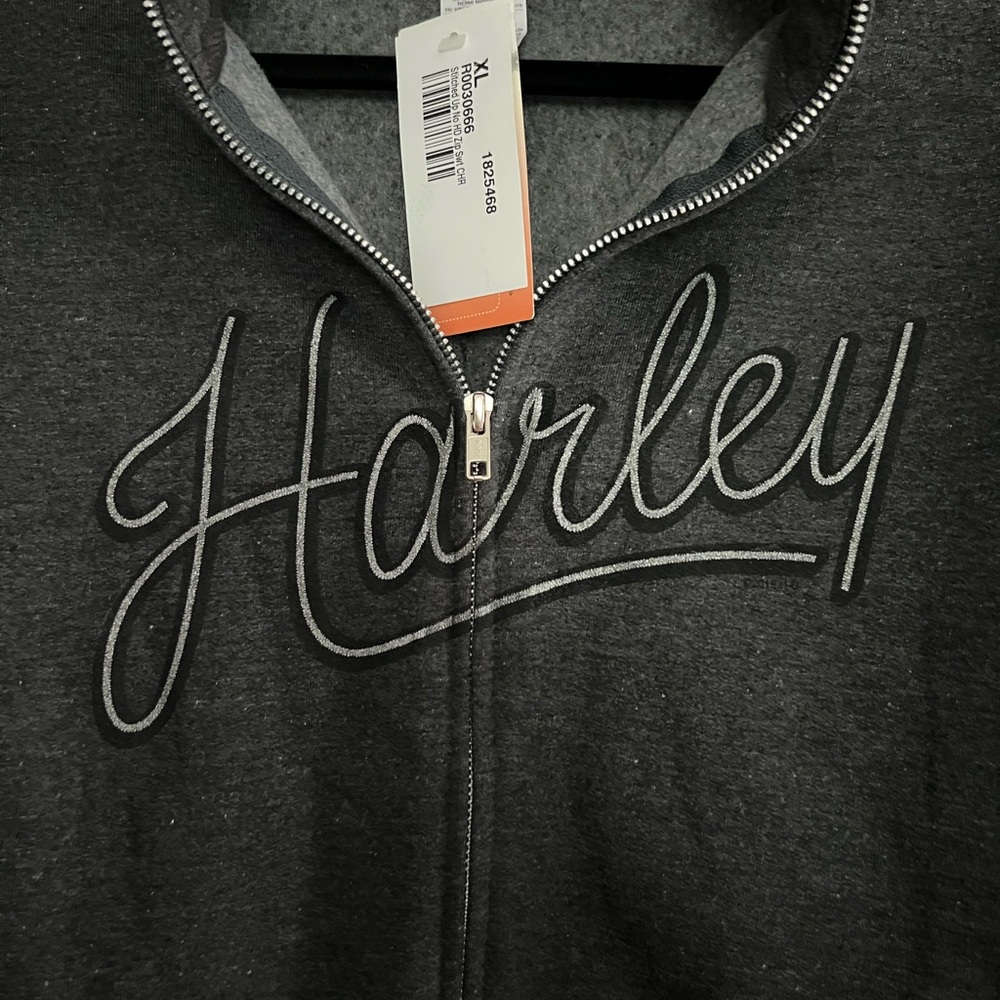 NWT Harley Dark Gray Heathered Zip-Up Hoodie Womens size XL - Picture 2 of 5